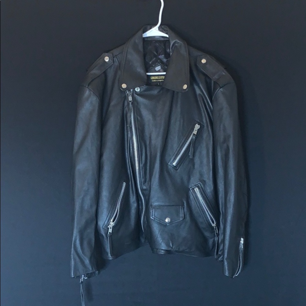 Genuine leather, black, large